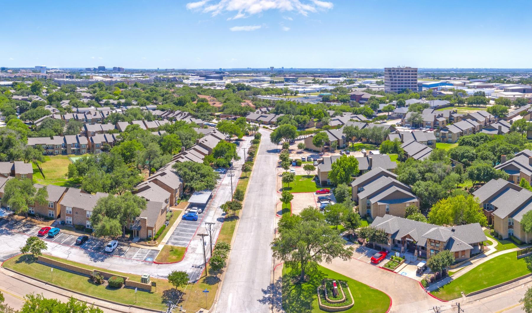 a high angle view of a town