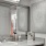 a bathroom with a large mirror